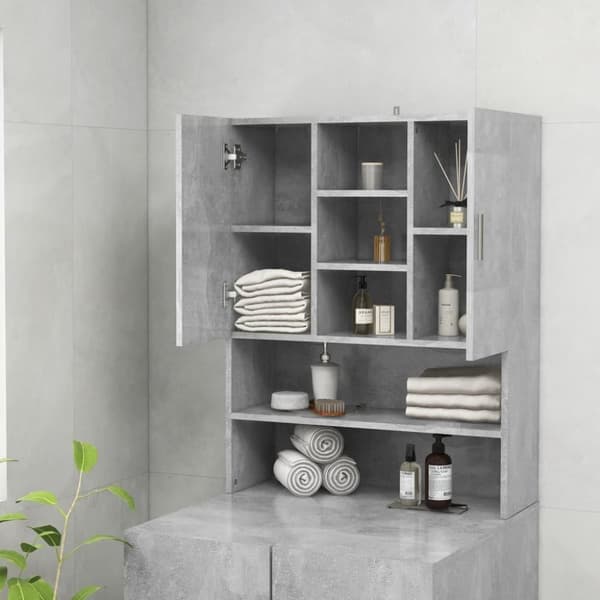 vidaXL vaskemaskineskab 70,5x25,5x90 cm betongrå