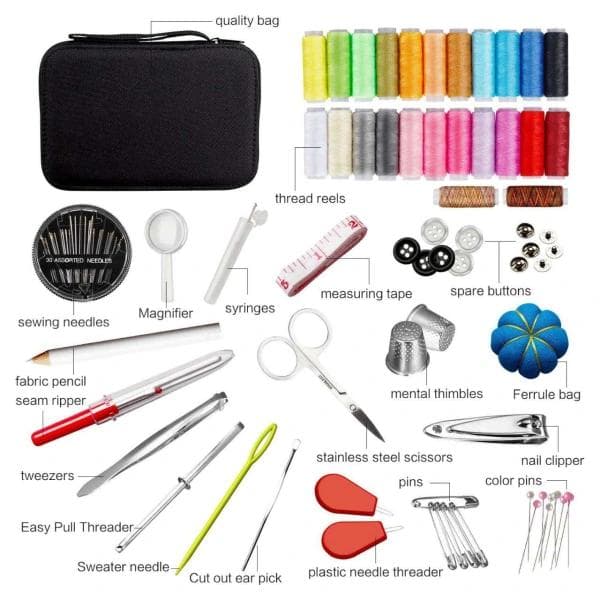 Sewing kit with 24 different thread colors 98 parts multicolor. much more