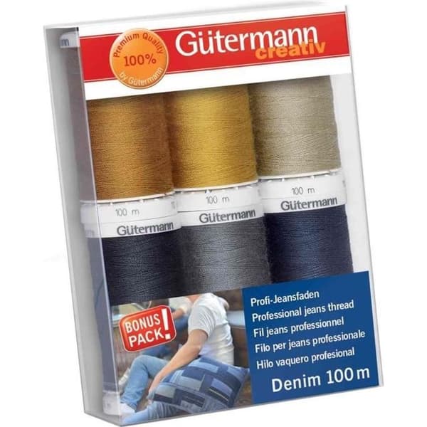 Sytrådssats - GÜTERMANN - Denim - 6 rullar - 100 m - Specialjeans