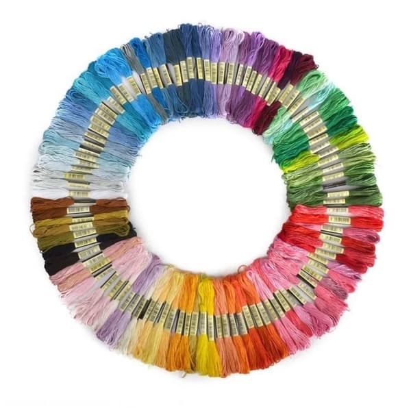 Parti med 100 härvor av flerfärgade trådar för broderikorsstygnstickning brasilianska armband