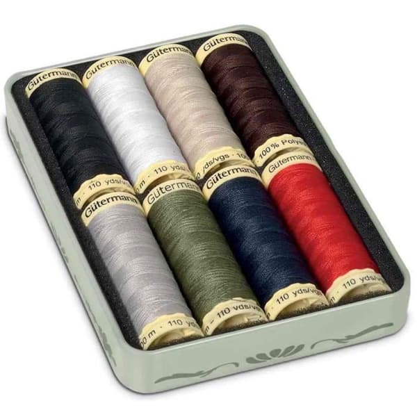 Syd av sytråd - GÜTERMANN - Grundfärger - 8 spolar - 100% polyester - 100 m per spole
