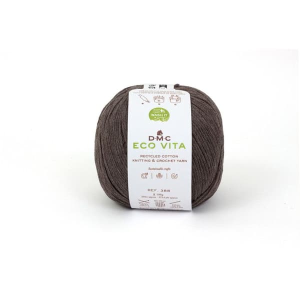 Eco Vita Återvunnet bomullsgarn 3mm 100g Stickning och Virkning Col. 011 brun