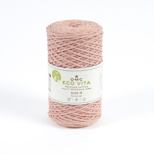Eco Vita Återvunnen bomullstråd 4mm 250g Kol. 104 rosa