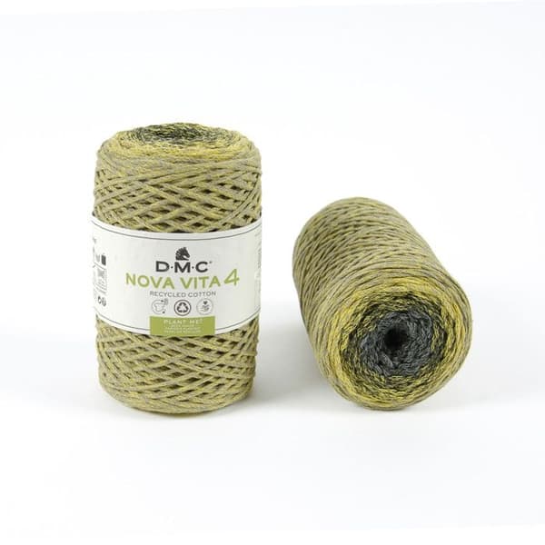 Eco Vita Multico Återvunnen bomullstråd 4mm 250g Kol. 108 grågul