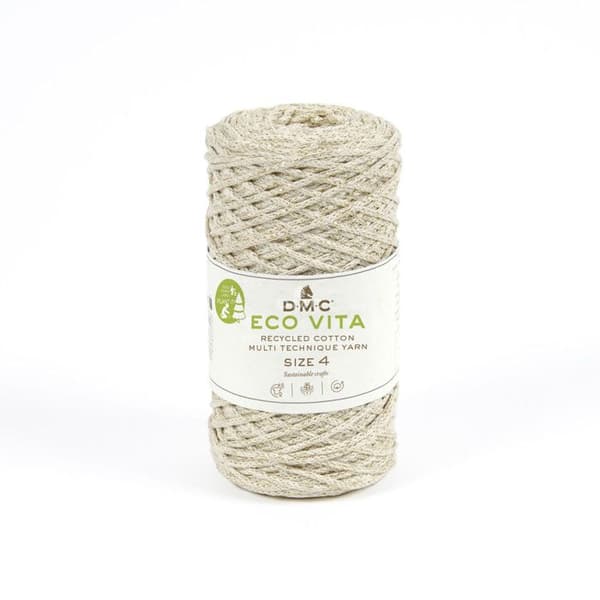 Återvunnen bomullstråd Eco Vita Metallic 4mm Col. 03 beige