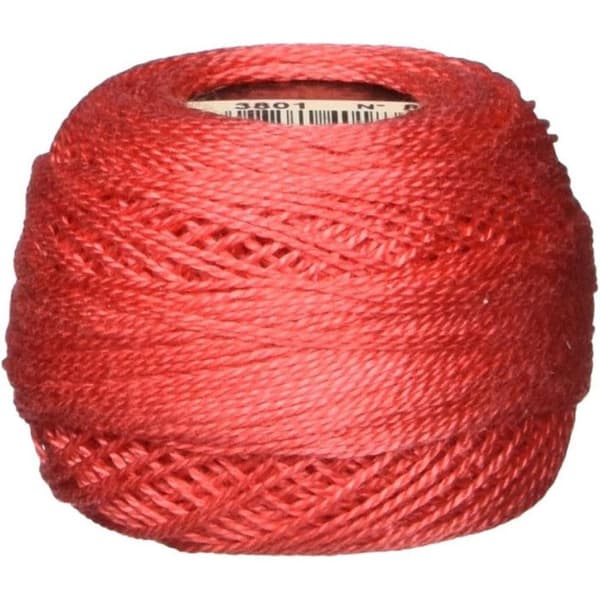 Broderitråd - Tulpanröd - 3801 - Pärlbomull - Kula - DMC - Broderi - Virkning