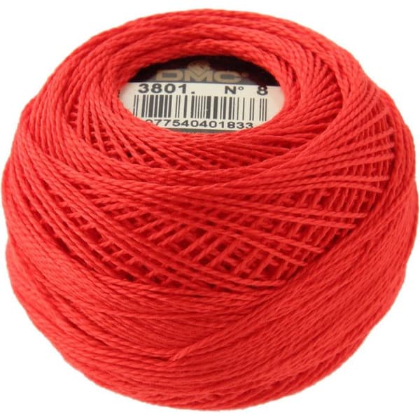 Broderitråd - Tulpanröd - 3801 - Pärlbomull - Kula - DMC - Broderi - Virkning