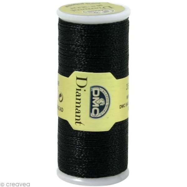 Broderitråd - DMC - Diamant - Metallisk svart - 35 m - Viskos och metalliserad polyester