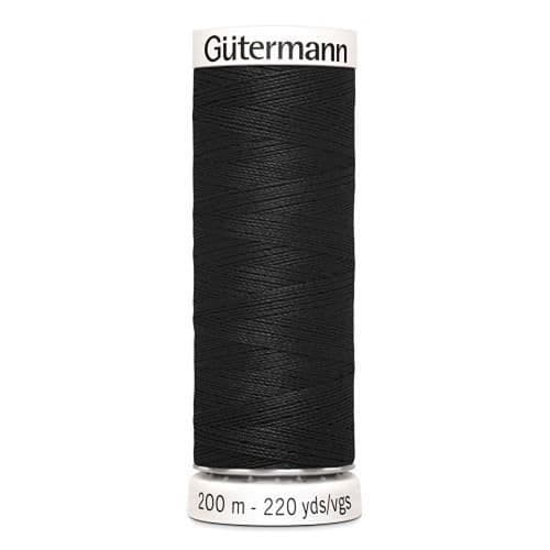 Syrtråd - GÜTERMANN - 200m - Svart - 100% Polyester - Spole