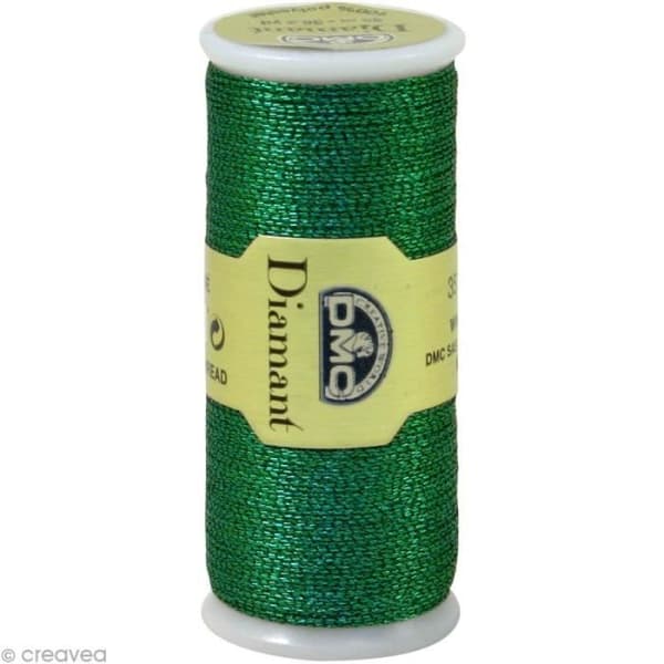 Broderitråd - DMC - Diamant - 35 m - 100% Polyester - Metallgrön