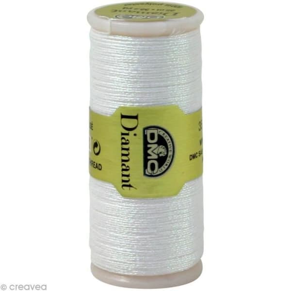 Broderigarn - DMC - Diamant - 35 m - Polyester 100% - Metallisk vit