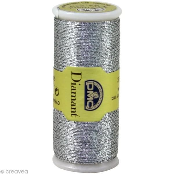 Broderitråd - DMC - Diamant - Metallisk silver - 35 m - Viskos och metallisk polyester