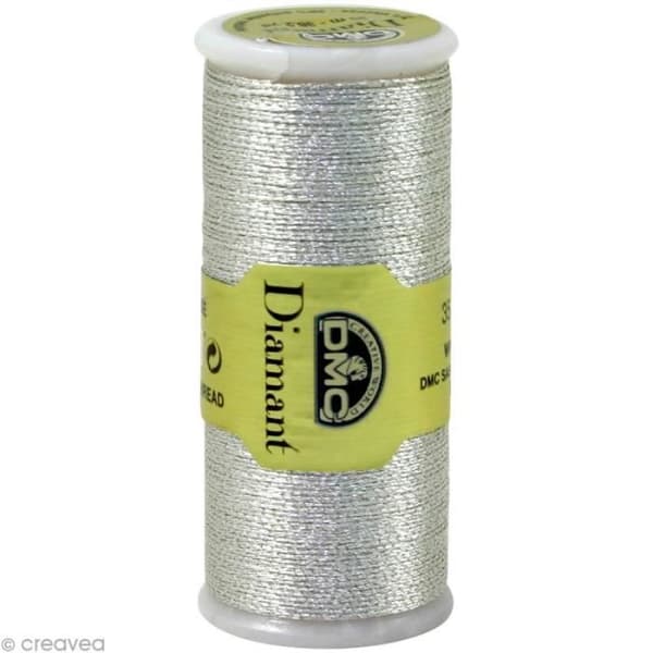 Broderitråd - DMC - Diamant - Ljus metallisk silver - 35 m - Viskos 72% Polyester