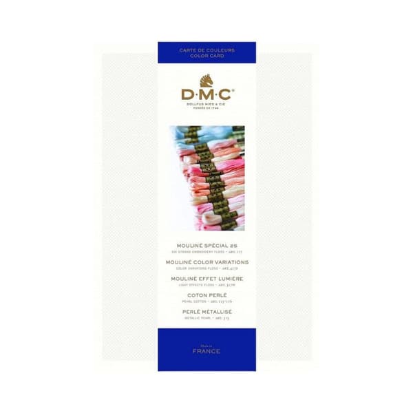 Färgkarta - DMC - Prov av broderitrådar - Moulinégarn - Metallic pärltrådar - Nyanser 2017