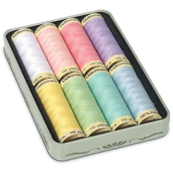 Syhset av sytråd - GÜTERMANN - Pastellfärger - 8 spolar - 100 % polyester - 100 m per spole