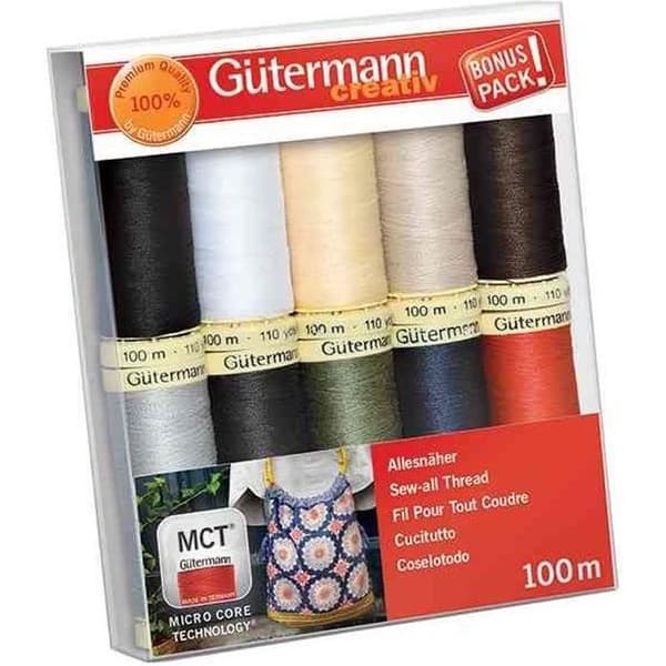 Syngarnset - GÜTERMANN - Grundfärger - 10 spolar - 100m - Hållbart garn