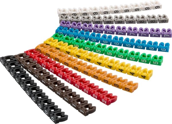 Kabelmarkerings-clips "Tal 0-9", til kabeldiametre af 3,8 - 5,9 mm