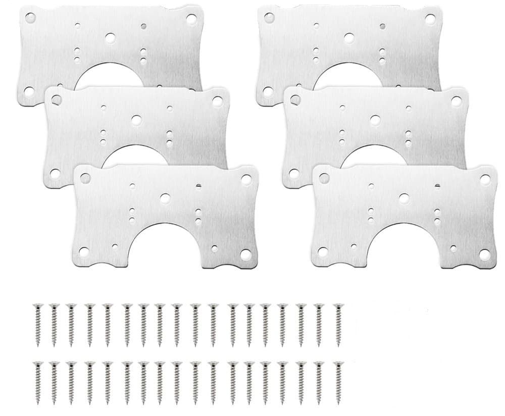 Gångjärn reparationsplatta 9x9 cm med skruvar rostfritt stål 6-pack