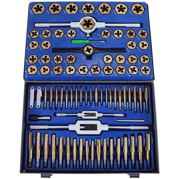 Stryge- og Gevindskæresæt 86/110 stk - Wolframstål, Titanium, Justerbar Skruenøgle 86PCS