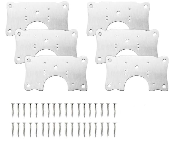 INF Reparasjonsplate for møbelhengsler 9x5 cm rustfritt stål 6-pakke