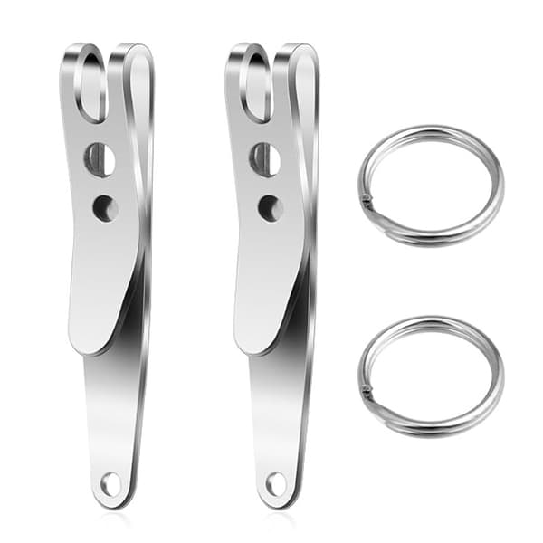 2-delt rustfritt stål Mini Suspension Clip nøkkelring lommeklips Sølv