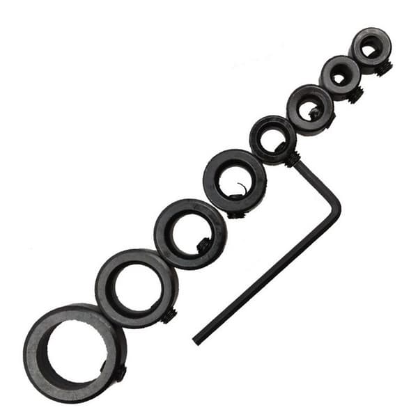 INF 8-delte borkrone dybdestoppringer 3-16 mm med skiftenøkkel