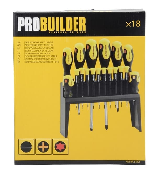 Probuilder Skruetrækkersæt 18 dele
