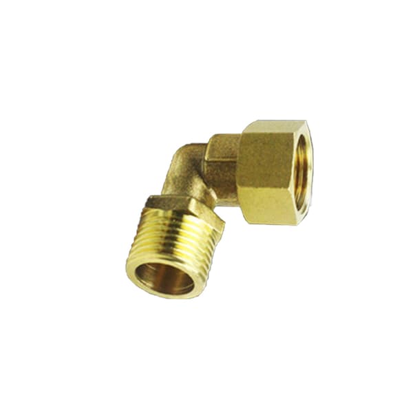 INF Messing 90° Gevindadapter, 1/2" Han-Hunner-Han Rørkobling