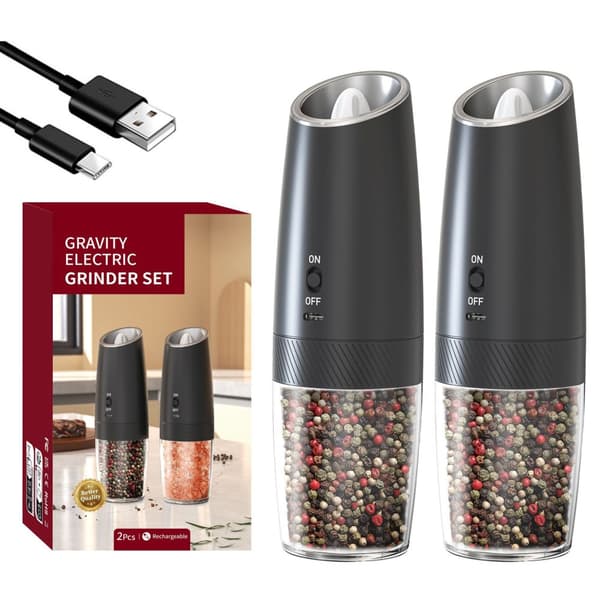 INF Elektrisk Salt- och Pepparkvarn med Justerbar Grovhet, 2-pack