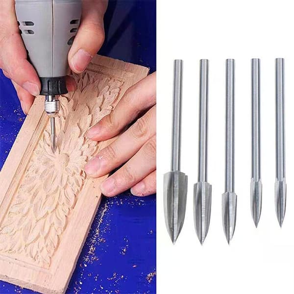 INF Graveringsbor sæt - 3 mm skaft, 5 stk sæt med plastikkasse (34568)