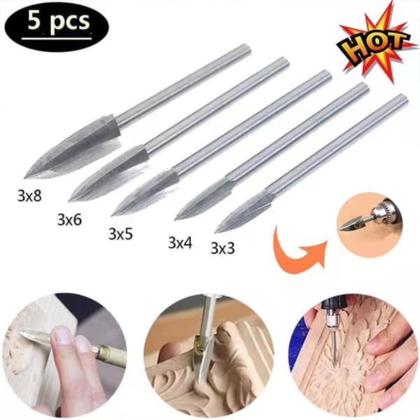 INF Graveringsbor sæt - 3 mm skaft, 5 stk sæt med plastikkasse (34568)