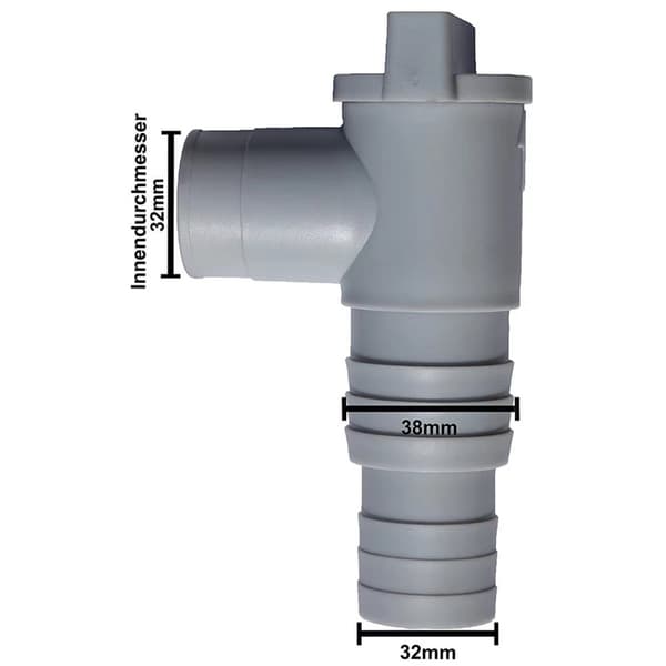 INF Poolventil med 2 slangeklemmer til 32 mm slanger