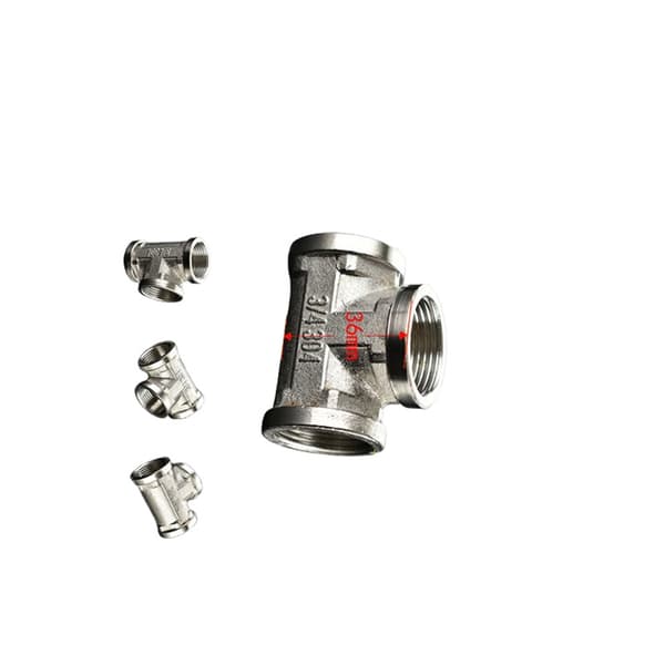 INF Tee i rustfrit stål, 1/2" NPT hun-gevind 3-vejs rørfitting
