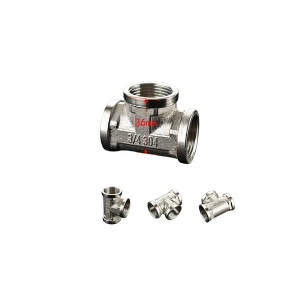 INF Tee i rustfrit stål, 1/2" NPT hun-gevind 3-vejs rørfitting