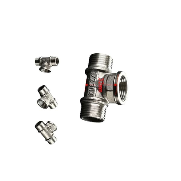 INF 304 T-stykke i rustfrit stål, 1/2" NPT hun rørfitting, 3-vejs t-stykke