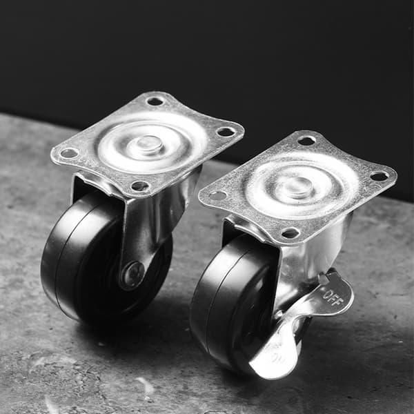 INF Svarte gummihjul, jevn og stille rulling Universal wheel