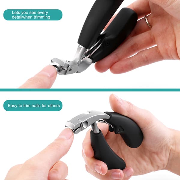 Ergonomisk negleklipper med gummigrep og bred åpning