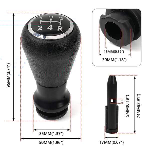 INF SFN143 Musta vaihteenvalitsimen nuppi Peugeot 206 207 307 Citroen