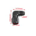 Miniatyrbillede 2 af 4: INF 90 grader AN10 han til hun adapter, aluminium drejelig slangeendemontering