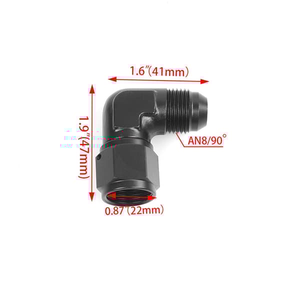 INF 90 grader AN10 han til hun adapter, aluminium drejelig slangeendemontering