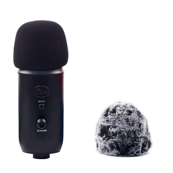 INF Mikrofonöverdrag i skumgummi, grått lurvigt vindskydd för Blue Yeti/Pro