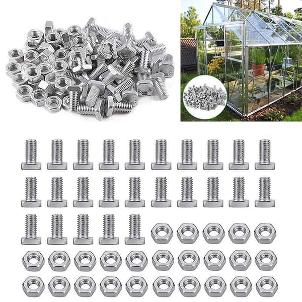 INF Fästklämmor för växthus i aluminium med muttrar och bultar (50 set)