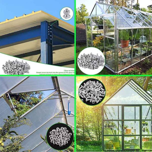 INF Fästklämmor för växthus i aluminium med muttrar och bultar (50 set)