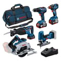 Miniatyrbild 1 av 6: Pack 5 verktyg: GSR 18V-55 + GST 18V-125 S + GKS 18V-57-2 + GSA 18V-28 + GDX 18V-200 + 3 batterier 4.0Ah + GAL 18V-40 + väska