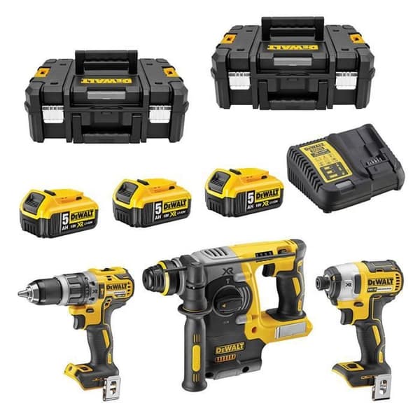 Paket med 3 DEWALT DCK368P3T 18V Li-Ion-verktyg (3 x 5,0 Ah)
