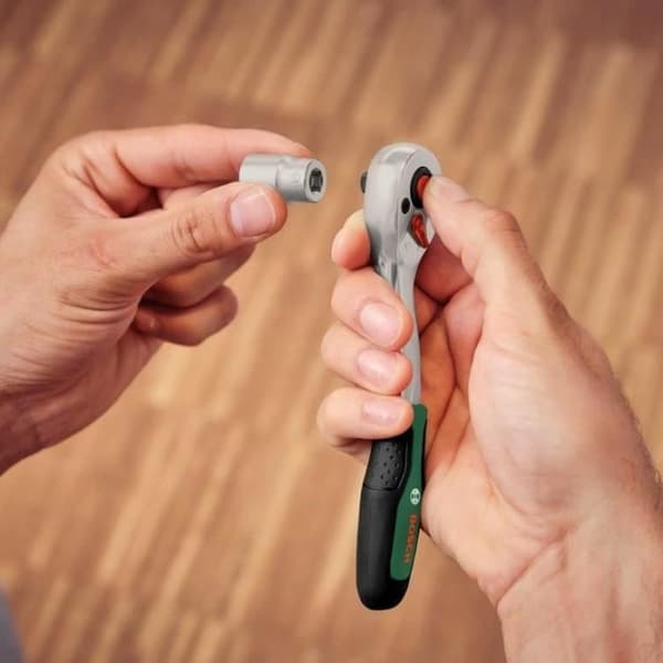 Bosch 57-delars spärrset 1/4 + 1/2 (för olika gör-det-själv-projekt 55 tillbehör med högt vridmoment Softgrip-väska)