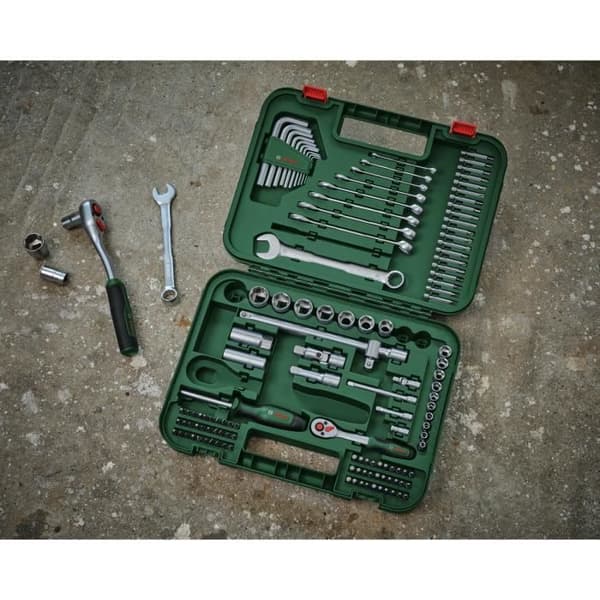 Bosch Advanced 132-delars handverktygssats (för tunga fästuppgifter Nyckel/nycklar/spärr/skruvmejseltillbehör)