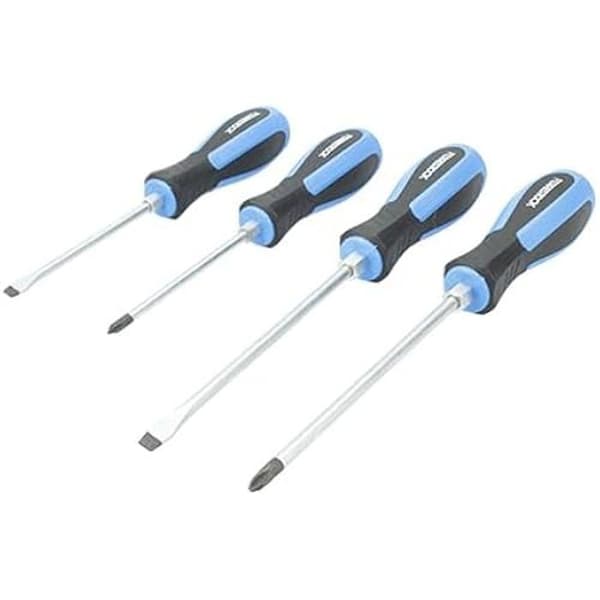 Slagskruvmejselsats - FERRESTOCK - 4 delar - CR-V stål - Ergonomiskt handtag - Svart färg