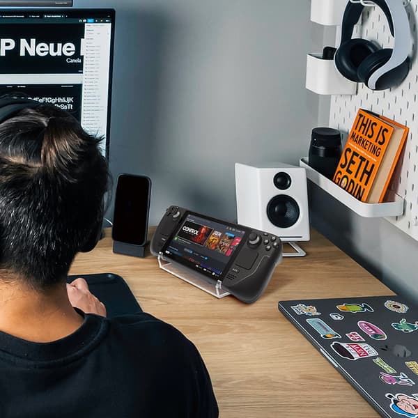 INF Genomskinligt akryl-ställ för STEAM DECK med presentförpackning