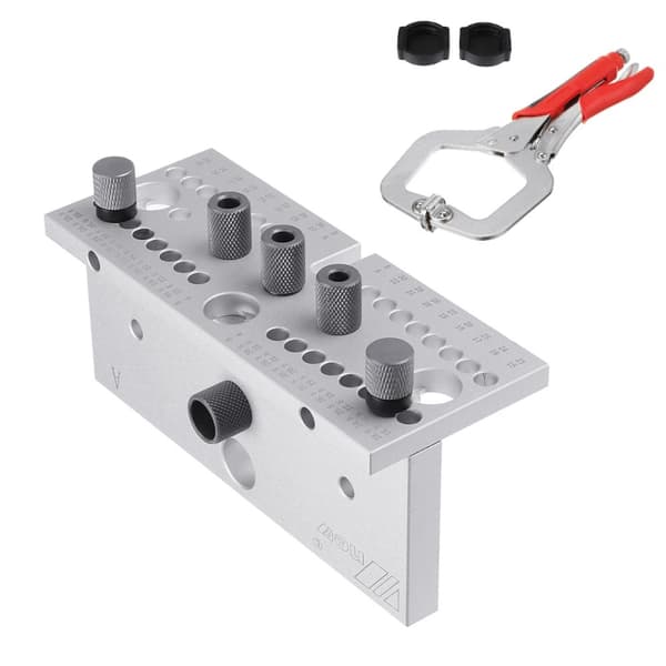 Træbearbejdnings Dowel Jig, Justerbar Tykkelse 15-30,5 mm, Inkluderer Boremuffer,Sølv sæt